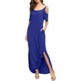 thumbnail image 3 of Aiyino Women's Summer Casual Loose Long Dress Cold Shoulder Short Sleeve Split Maxi Dresses, 3 of 7
