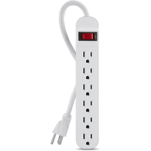 6-Outlet Power Strip With 3ft Cord, White