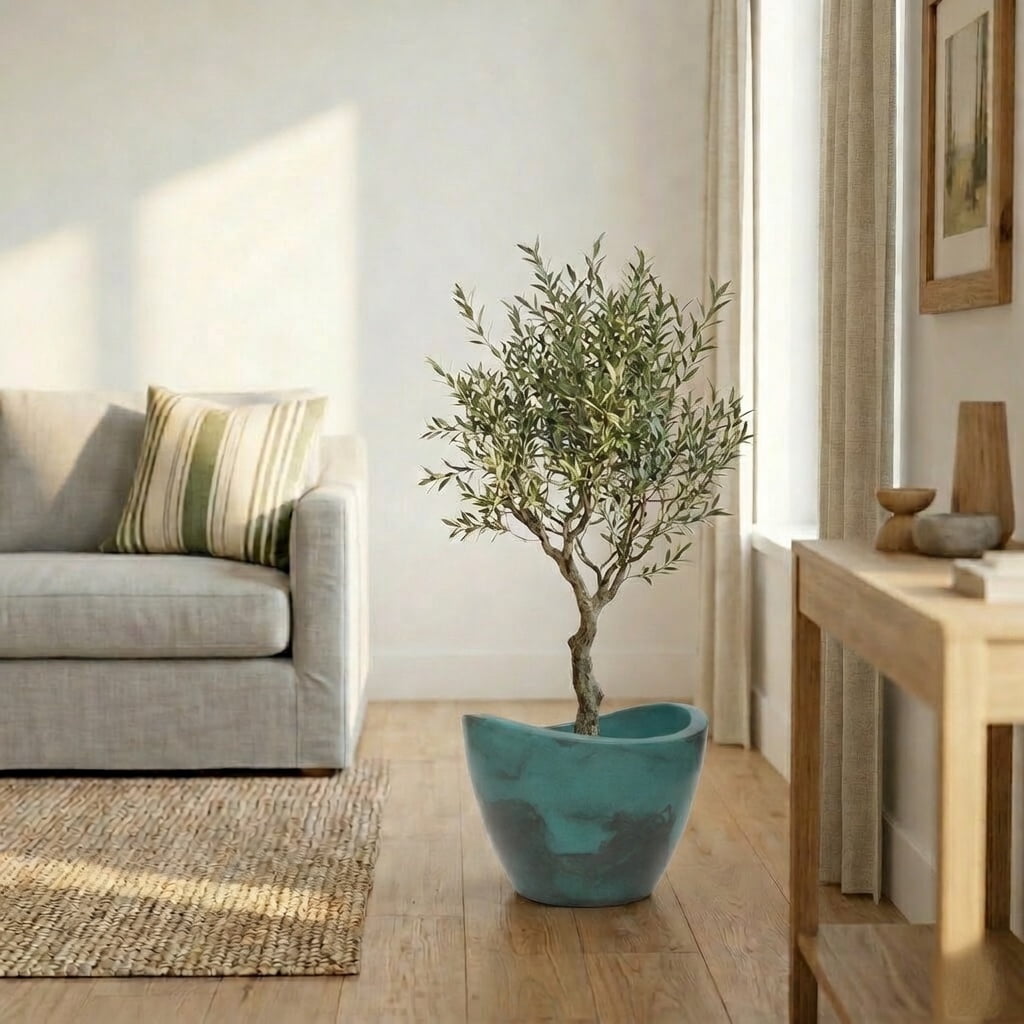 Ecobo 11.8 inches Eco-Friendly Round Pot Planter Indoor/Outdoor use, Durable, Versatile & Lightweight, Designed by Brazilian Artisans, Contemporary All-Weather Design –Green