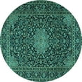 thumbnail image 1 of Ahgly Company Indoor Round Persian Turquoise Blue Traditional Area Rugs, 4' Round, 1 of 4