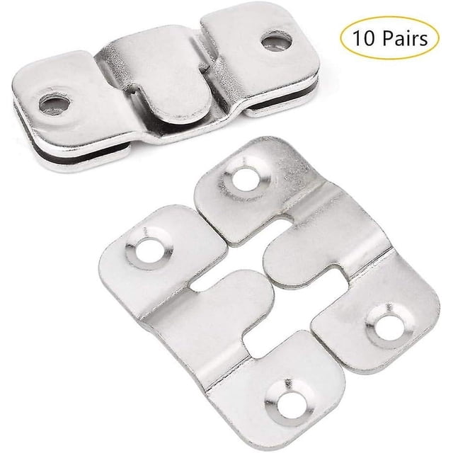 Picture Frame Hook, Furniture Connector Flush Mount Bracket, Wall Mounted Strong Metal Picture Hanger for Attaching Picture, Picture or Mirror (10 Pai