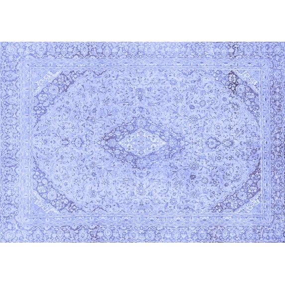 Ahgly Company Machine Washable Indoor Rectangle Abstract Blue Modern Area Rugs, 8' x 12'