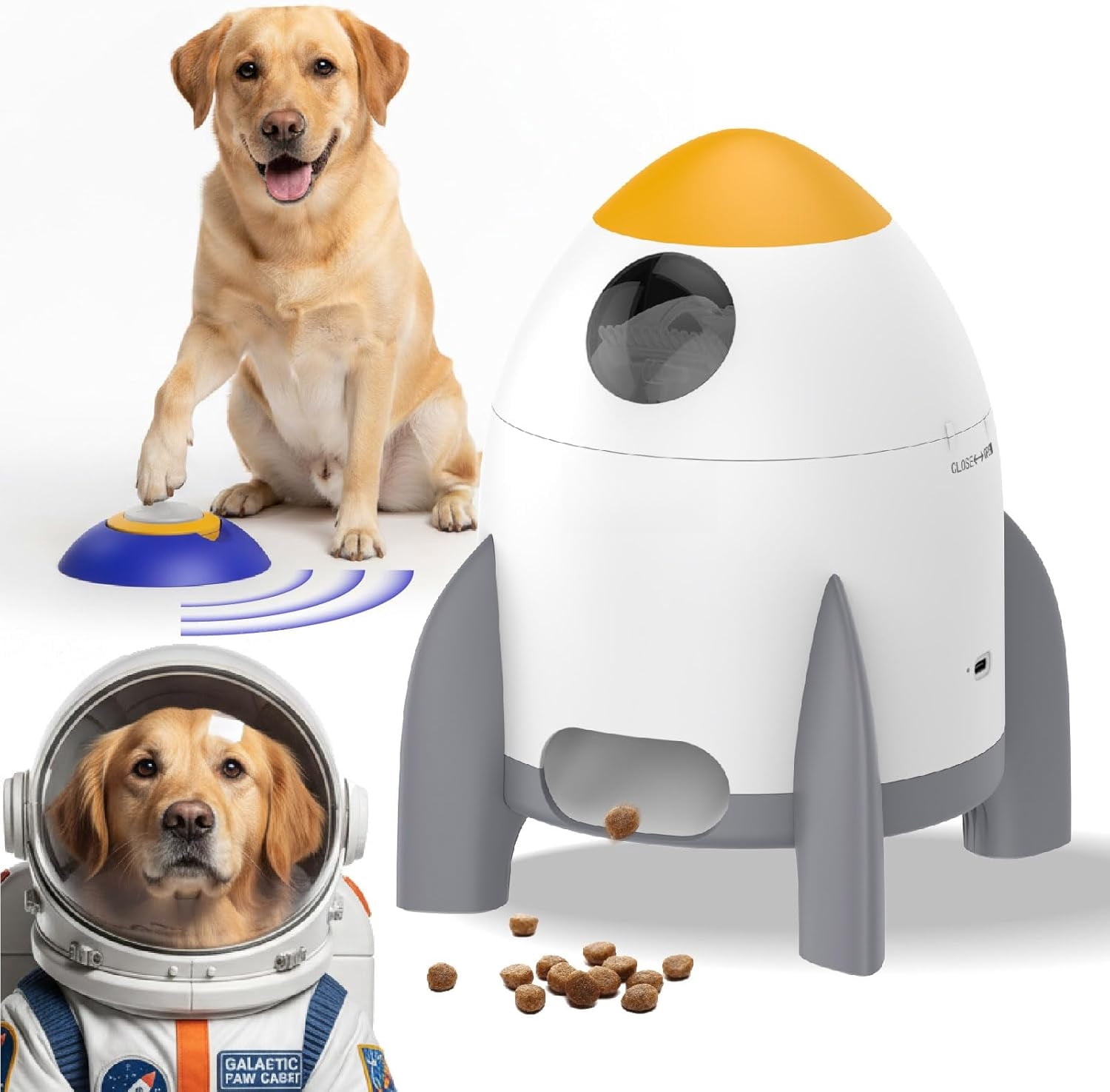 Interactive Dog Puzzle Feeder Toy – Automatic Treat Dispenser with Remote Button, IQ Training & Slow Feeding, Indoor/Outdoor Play for All Breeds