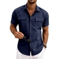 thumbnail image 6 of Cmfcve Loose Fit Midweight Shirt for Men Button Down Short Sleeve Shirt Work Shirts with Two Pockets, 6 of 8