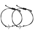 thumbnail image 1 of 2 piezas Pulsera de encanto de avión ajustable de cuerda trenzada a mano para hombres y mujeres para viajes y amistad presentes, 1 of 5