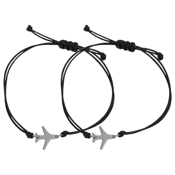 BRIGHTFUFU 2 pulseras ajustables de cuerda trenzada hechas a mano con dije de avión para hombres y mujeres, ideales para viajes y como regalo de amistad.