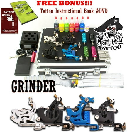 Pirate Face Tattoo Grinder Complete Tattoo Kit with Accessories