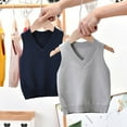 thumbnail image 3 of Baby Sweater Vest for Toddler Boys Girls Cotton Pullover Sleeveless V-Neck Solid Knit Vest Fall Winter Clothes Gray 0-5Y, 3 of 6