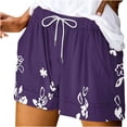 thumbnail image 2 of Womens Casual Shorts Comfy Elastic Waist Drawstring Pocket Shorts Pants Purple L, 2 of 5