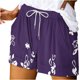 thumbnail image 1 of Mujeres Pantalones Cortos Ilustración de Verano Casual Encaje Hasta el Bolsillo Elástico, Pantalones Cortos Casuales para el Día Y el Ocio, 1 of 5