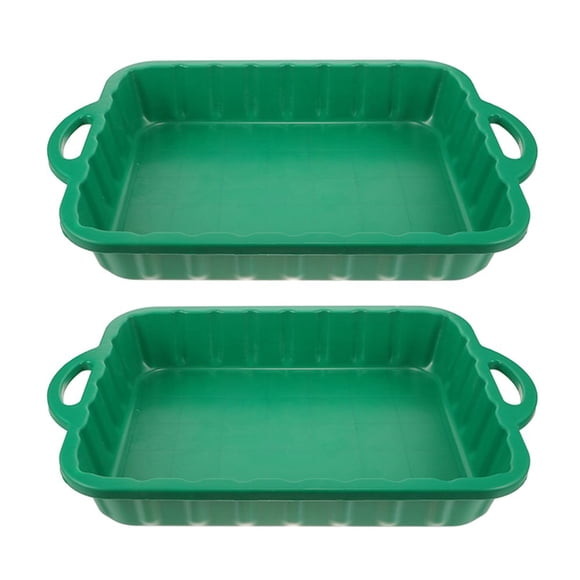 LEEYNEER 2pcs Heavy Duty Plastic Oil Drain Pans For Car Engine Oil Reliable Oil Catch Pans For Automotive Maintenance Tool Parts Cleaning Tray Oil Drip Pans