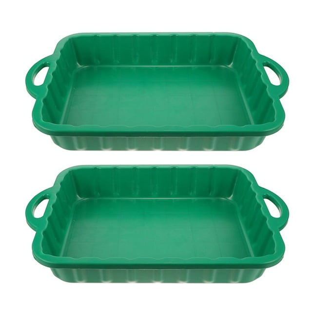 CNKOO 2pcs Heavy Duty Plastic Oil Drain Pans For Car Engine Oil Reliable Oil Catch Pans For Automotive Maintenance Tool Parts Cleaning Tray Oil Drip Pans