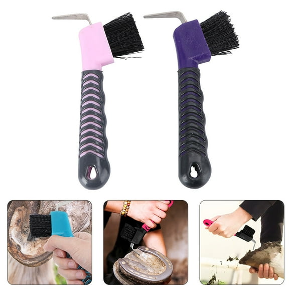 FUTUREORYY 2Pcs Horse Hoof Cleaning Tool with Stiff Brush for Grooming and Hiking Shoe Treads
