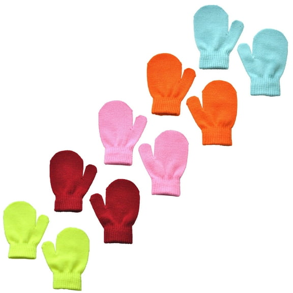 Babysbule 5 Pairs Cute Knitted Warm Mittens Fashion Multi Cindy Color Winter Warm Gloves