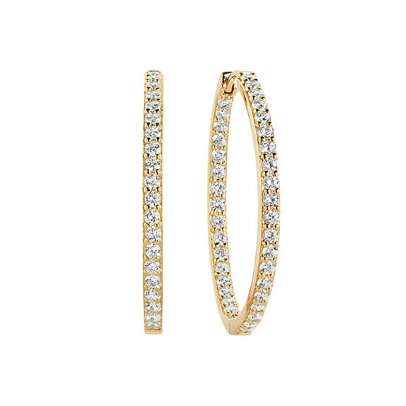 925 Sterling Silver Large Earrings for Women Hypoallergenic Big Hoop Earrings CZ Round Cut Gold Earrings for Wedding Birthday Anniversary 32MM
