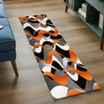 thumbnail image 4 of Orange Gray Stripes Washable Runner Rugs 2'x6', Abstract Art Modern Low Pile Throw Entryway Rug Non-Slip Sturdy Edge Binding Carpet for Indoor Bedside Entrance Bedside, 4 of 9