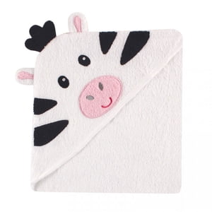 Luvable Friends Baby Animal Face Hooded Towel, Zebra