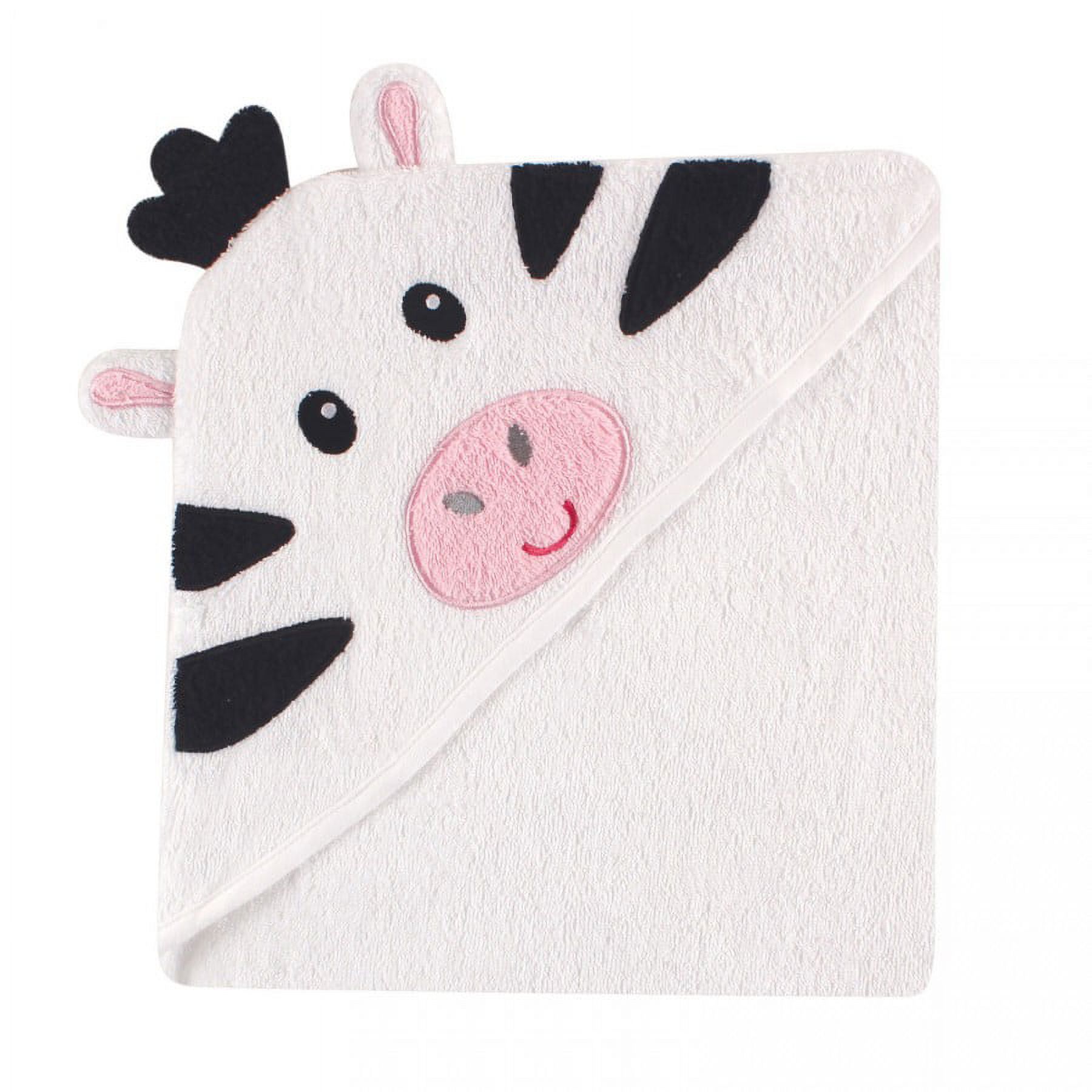 Luvable Friends Baby Animal Face Hooded Towel, Zebra