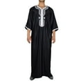thumbnail image 1 of XDZJLR Men's Shirts Embroidered Comfortable Arab Muslim Medium Long Sleeve Robe Tops, 1 of 7