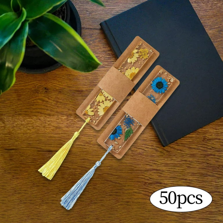 50pcs Kraft Paper Bookmark Holder Sleeves Set DIY Blank Bookmark