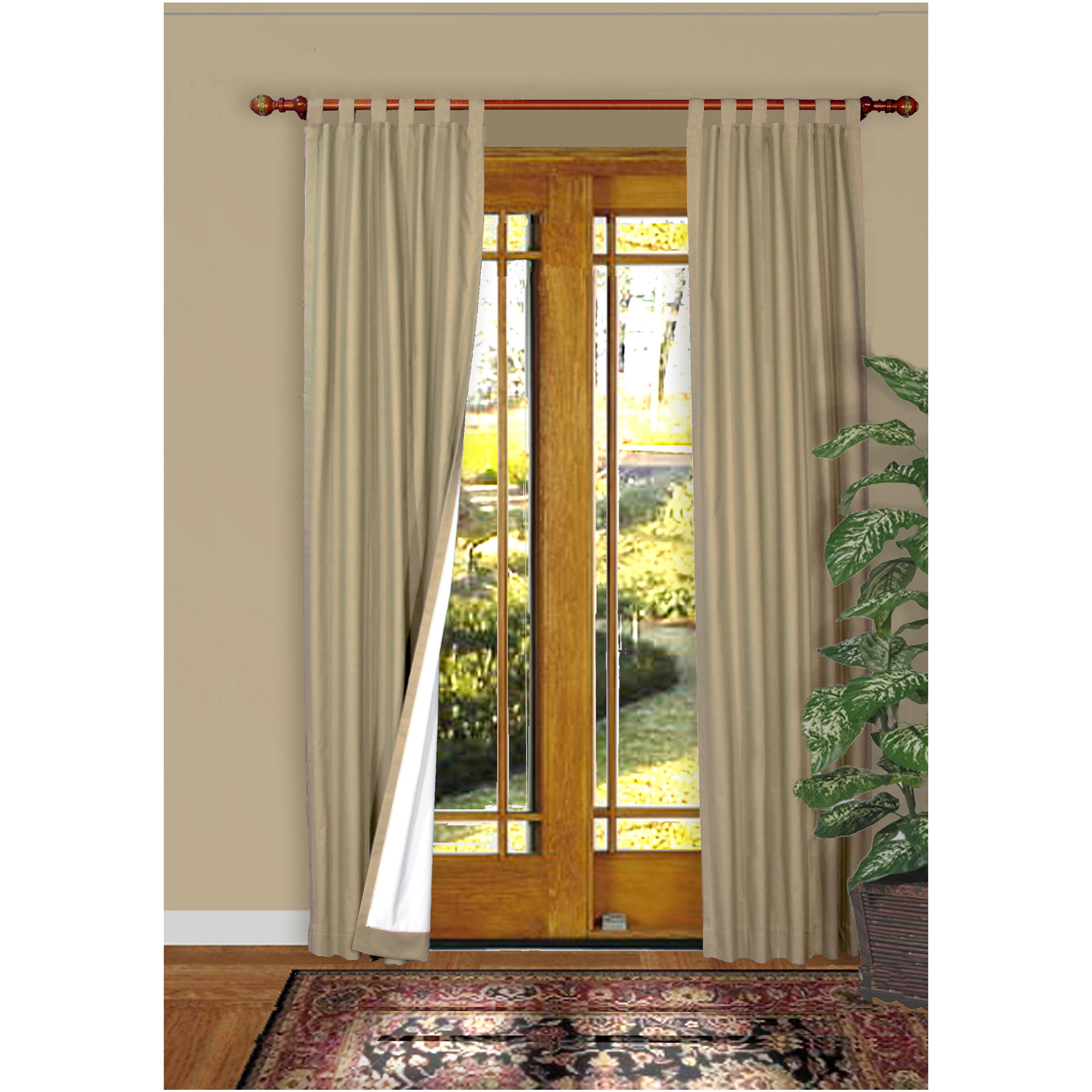 Winmate Insulated Cotton Tab Top Curtain Panel - Pair each 40" x 95" in Khaki