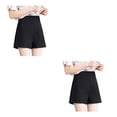 thumbnail image 3 of Qarigey Primavera Verano cintura alta elegante Color sólido A-line pantalones cortos sueltos cómodo traje elástico conveniente bolsillos Negro SG 2piezas, 3 of 6