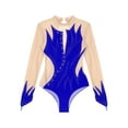 thumbnail image 5 of Aislor Women's Rhinestone Dance Leoatrd Long Sleeve Ice Skating Ballet Dance Leotards Gymnastics Bodysuit Blue XXL, 5 of 7