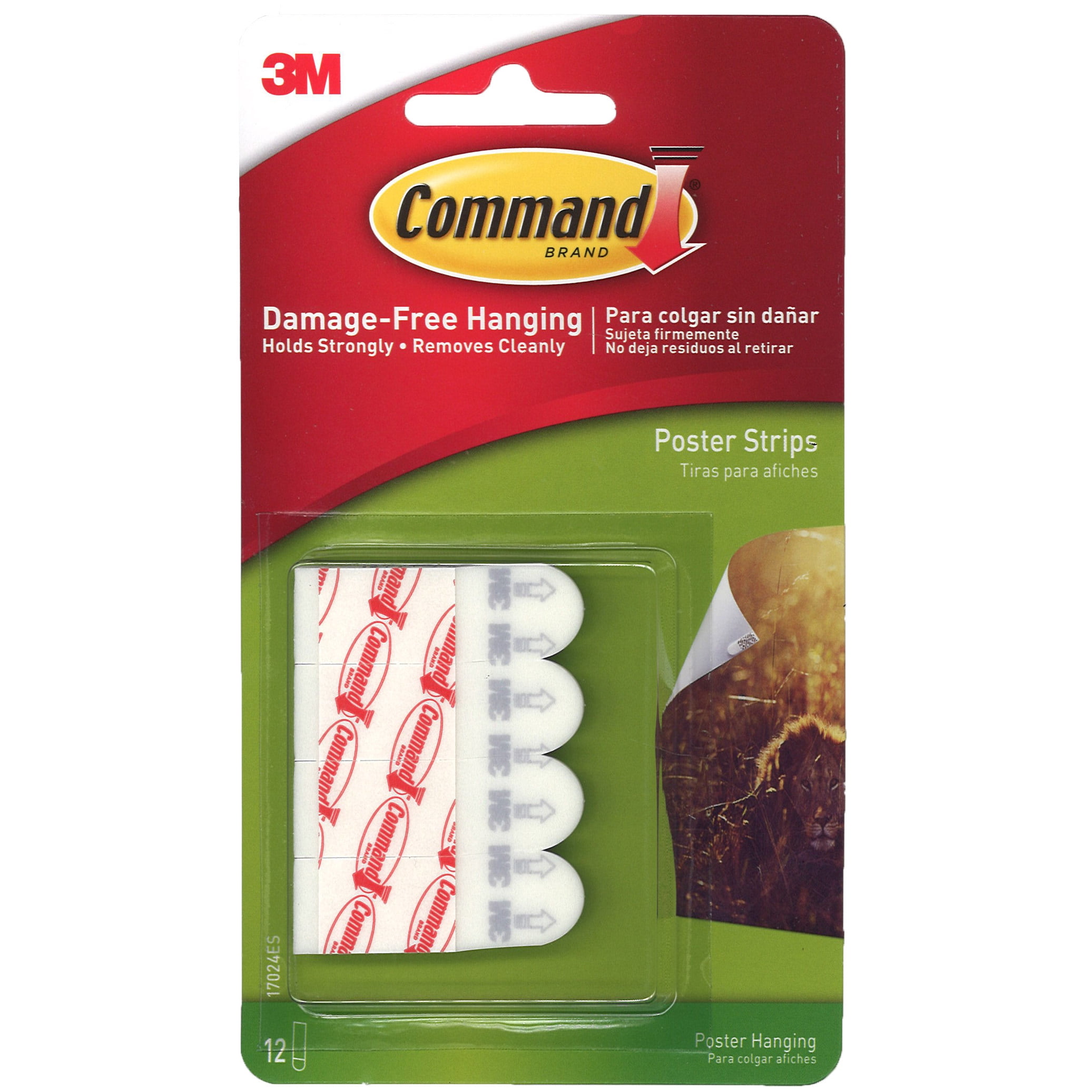 3M Removable Poster Strips, 12 Strips Per Pack, 6 Packs