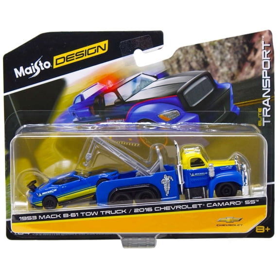 Maisto Design Elite Transport 1953 Mack B-61 Tow Truck / 2016 Chevrolet Camaro SS Diecast Car