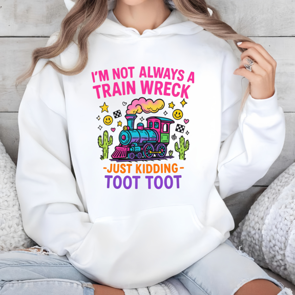 Train Wreck Graphic Tee T-Shirt Top Hooded long-sleeved softness and breathability Casual Cotton White,S-2XL