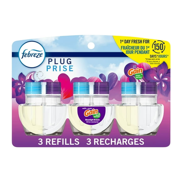 Assainisseur d’air à brancher Febreze, recharge d’huile parfumée qui combat les odeurs, Brise nocturne