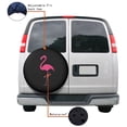 thumbnail image 4 of KAKALAD Pink Flamingo On Black Spare Tire Cover Universal Vehicle Accessories Buckle Car Tools 17”in, 4 of 6