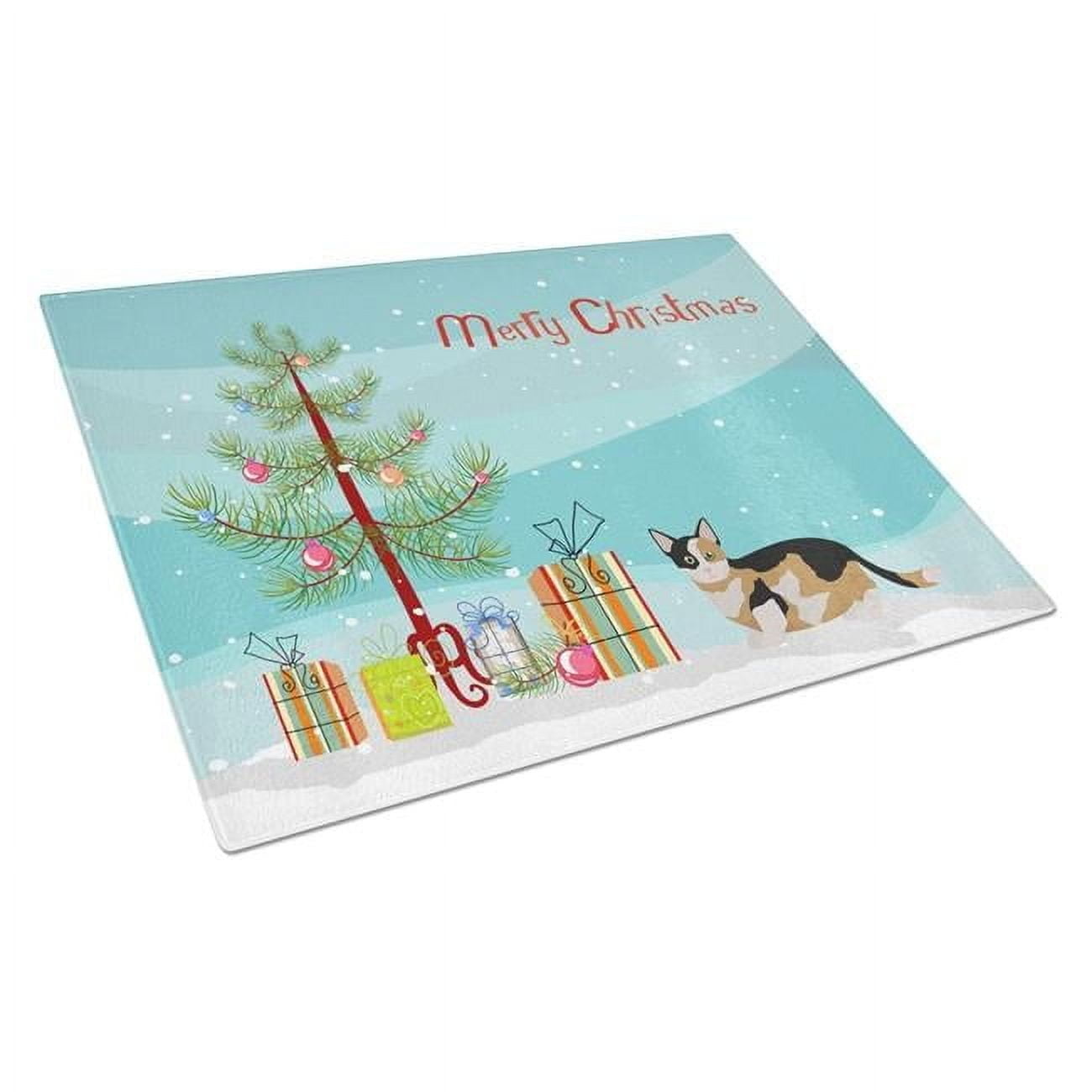 Carolines Treasures Munchkin Cat Merry Christmas Glass Cutting Board - Large