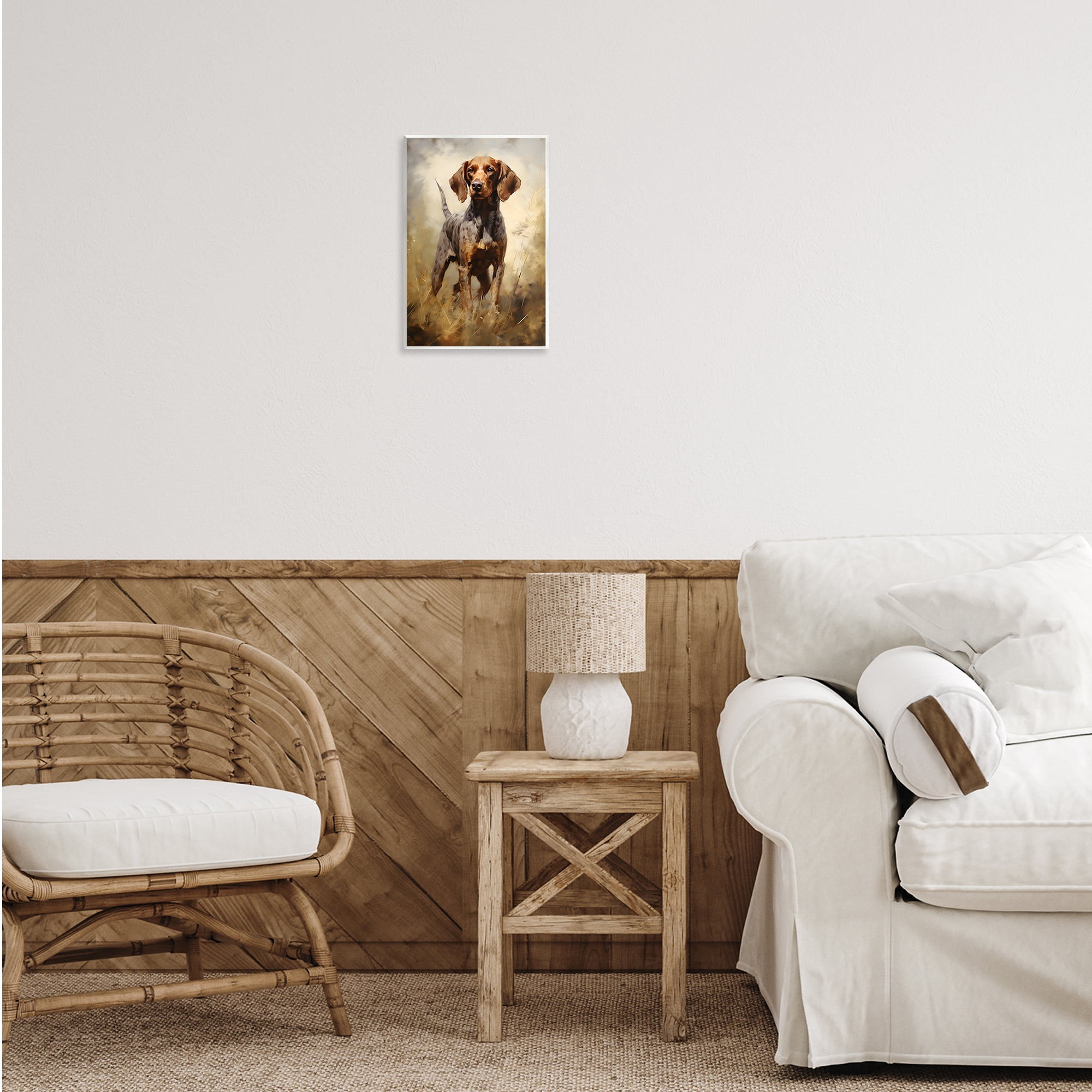 Stupell Industries Alert Hunting Dog Animals & Insects Painting Unframed Art Print Wall Art, 10 x 15