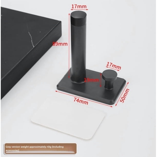 Tope de puerta anticolisión de goma silenciosa superior con gancho sin perforaciones, Tope de puerta con gancho for ropa trasera for puerta de baño, 1 unidad