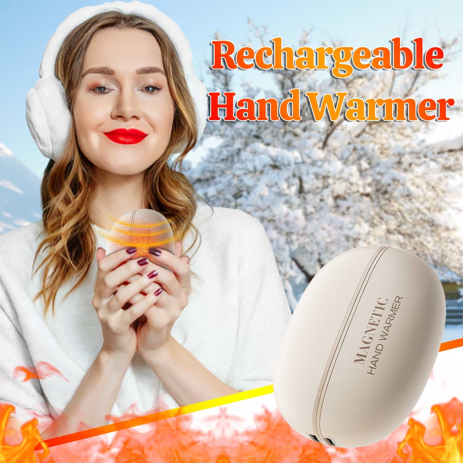 Magnetic Detachable Hand Warmer 2-in-1 USB Rechargeable, Instant 3-Second Heating 3 Temperature Settings Long-Lasting Warmth for Outdoor Camping Winter Travel Use