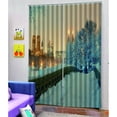 thumbnail image 3 of Cortina de ventana con estampado de ciudad de nieve, panel opacas, bufandas transparentes, cenefas 140x100 Zulema Cortina de ventana negra, 3 of 8