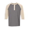 thumbnail image 5 of Men's T Shirts 3/4 Sleeve Button Henley Neck Color Block Pullover Tops Lightweight Classic Slim Fit Workout Basic Tees Z001-Grey 3XL, 5 of 6