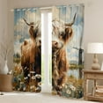 thumbnail image 2 of Castle Fairy Boys Girls Highland Cattle Curtains Pack of 2 (42x84 Each),Floral Daisy Curtains Blackout,Farmhouse Animal Bedroom Curtains,Microfiber Bedroom Decor, 2 of 6