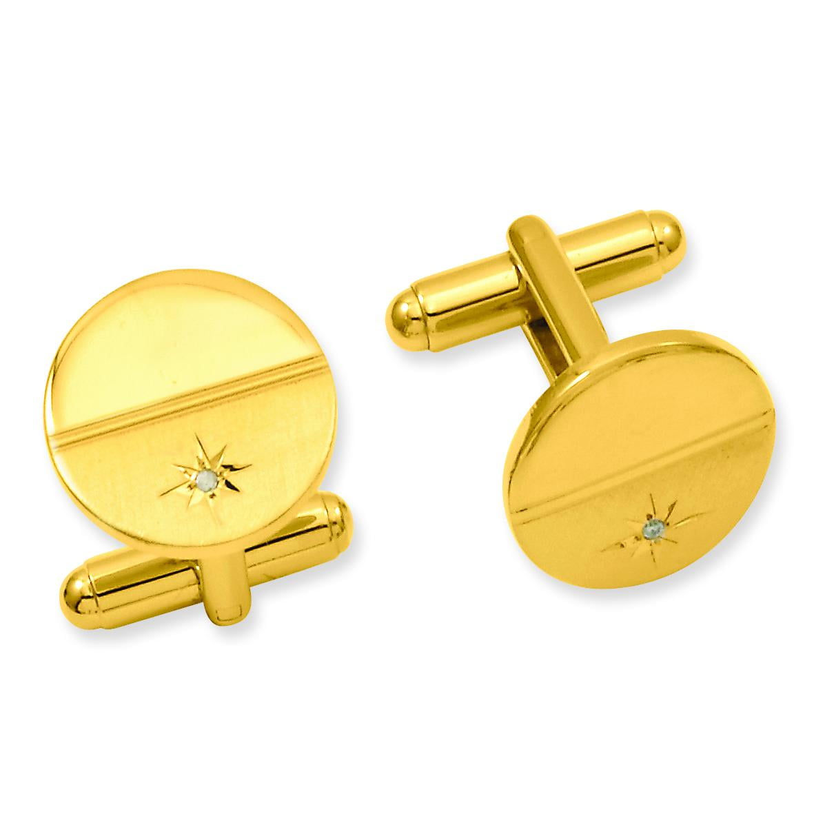 FindingKing Gold Plated 0.01 ct Diamond Cuff Links