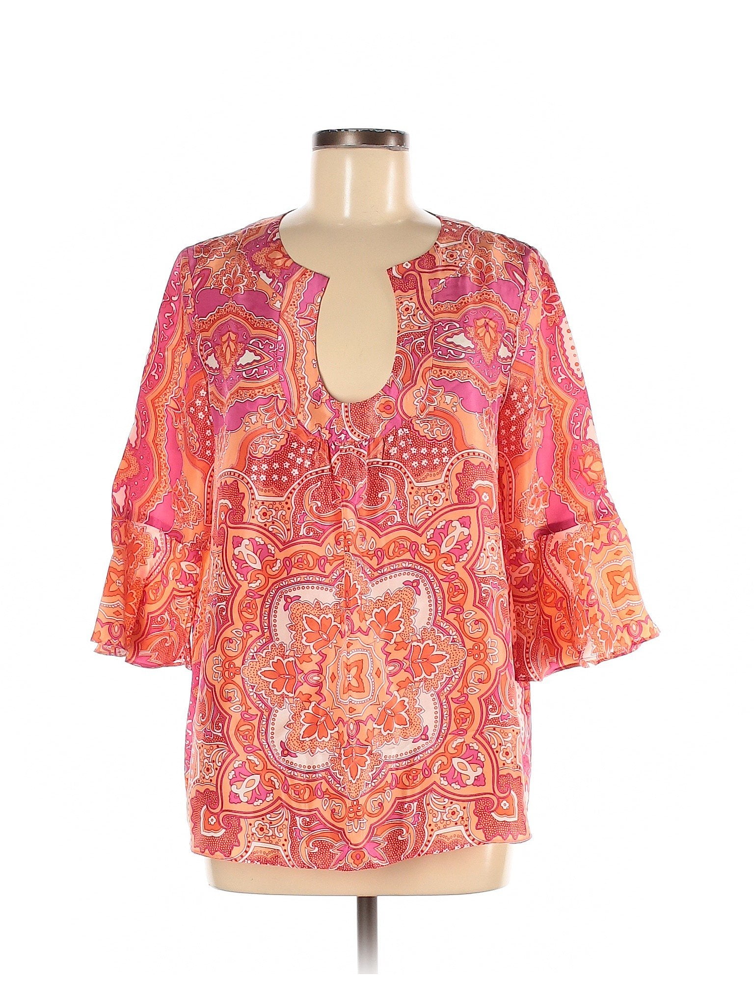 PreOwned Calypso St. Barth Women's Size M 3/4 Sleeve Silk Top