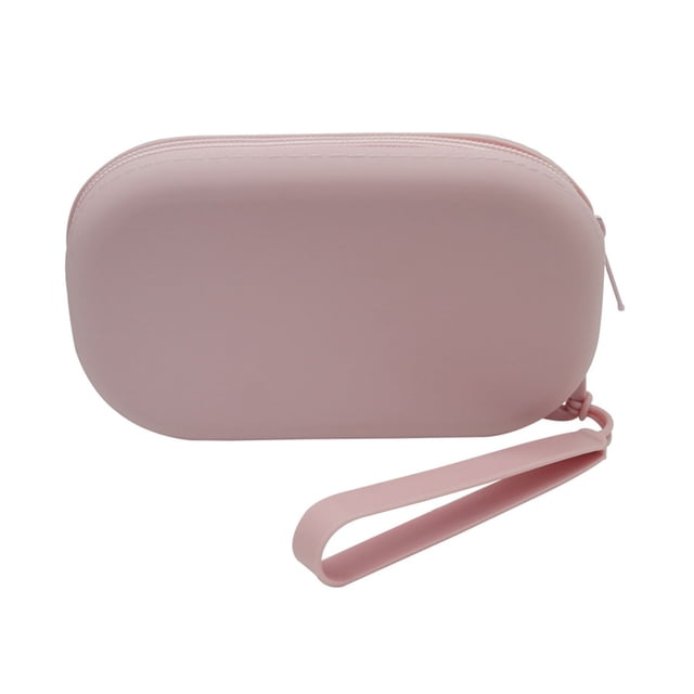 Hioecau Trousse de Maquillage Ovale en Silicone, Sac de Rangement Imperméable, Pochette Cosmétique à Fermeture Éclair pour Articles de Toilette, Rouges à Lèvres, Clés, Bijoux