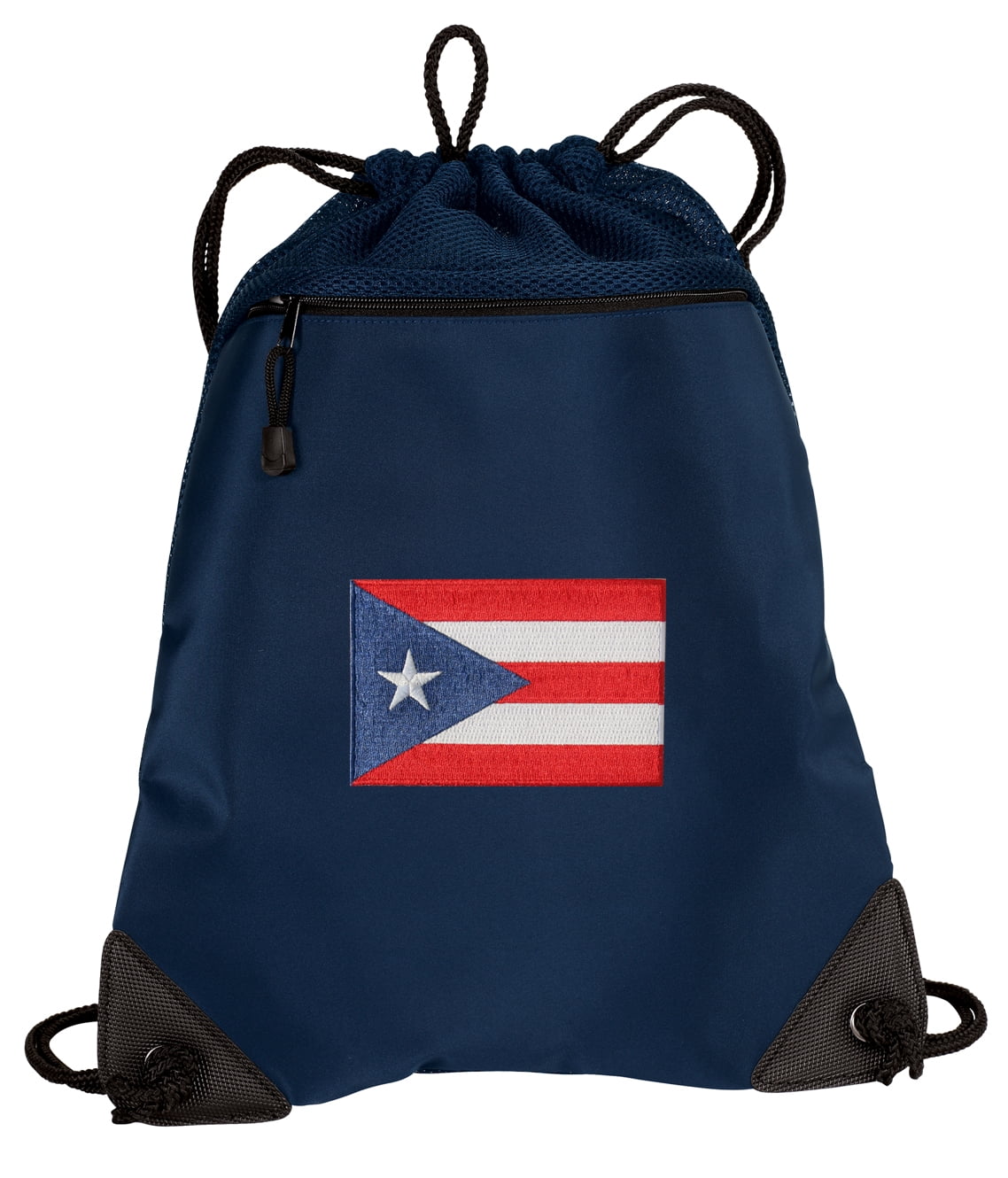Puerto Rico Flag Cinch Pack Backpack TWO SECTION Puerto Rico Drawstring