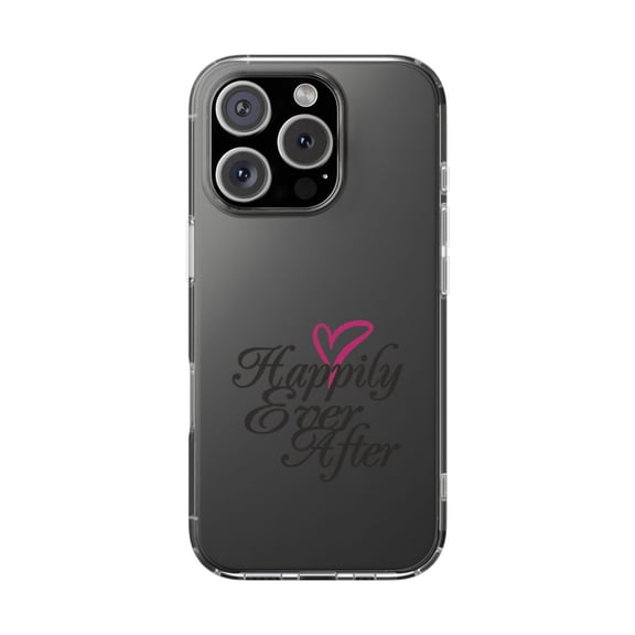 DistinctInk Clear Hybrid Case for Apple iPhone 16 Pro (6.3" Screen) - Happily Ever After Heart - Wireless Charging Compatible
