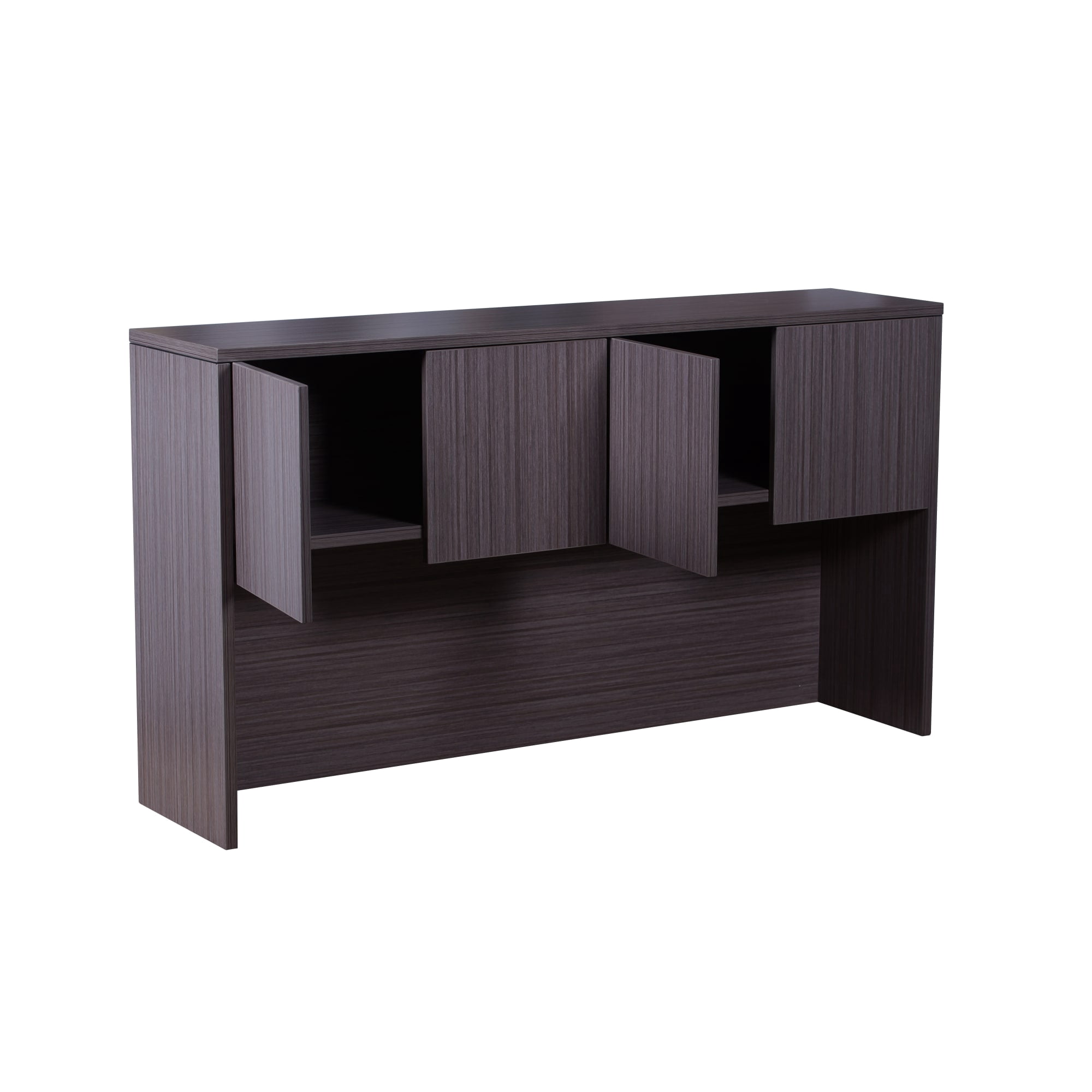 Boss Office Products U-Shape Desk Credenza with Pedestal and Hutch in Driftwood
