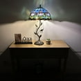 thumbnail image 2 of Tiffany Table Lamp Blue Purple Stained Glass Tulips Iron Metal Leaves Bronze Base Included LED Bulbs for Living Room Dining Room Bedroom Bedside 14"W*14"D*24"H, 2 of 5