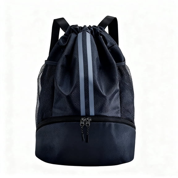 NIUBIER Drawstring Backpack Gym Bag with Shoes Compartment for Soccer, Basketball, Swim, Water-Resistant String Backpack Beach Cinch for Women Men（Black）