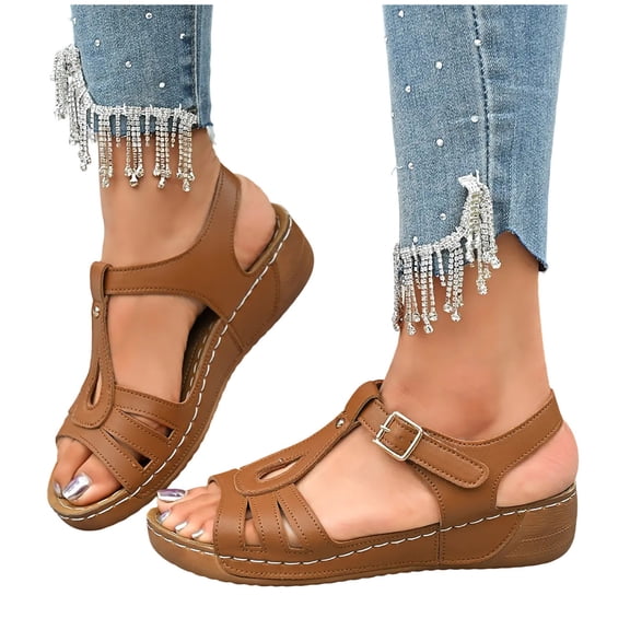 Sandals for Women Fashion Women Casual Round Head Comfy Sandals Beach Casual Sandals Shoes