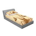 thumbnail image 2 of Ambesonne Animal Fitted Sheet & Pillow Sham Set, 3 Siamese Cats, Twinxl, Pale Brown Tan, 2 of 2
