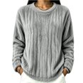 thumbnail image 3 of Plush Ribbed Fleece Sweatshirts for Women Crewneck Long Sleeve Loose Fit Fall Winter Warm Casual Loungewear S-XXL, 3 of 5
